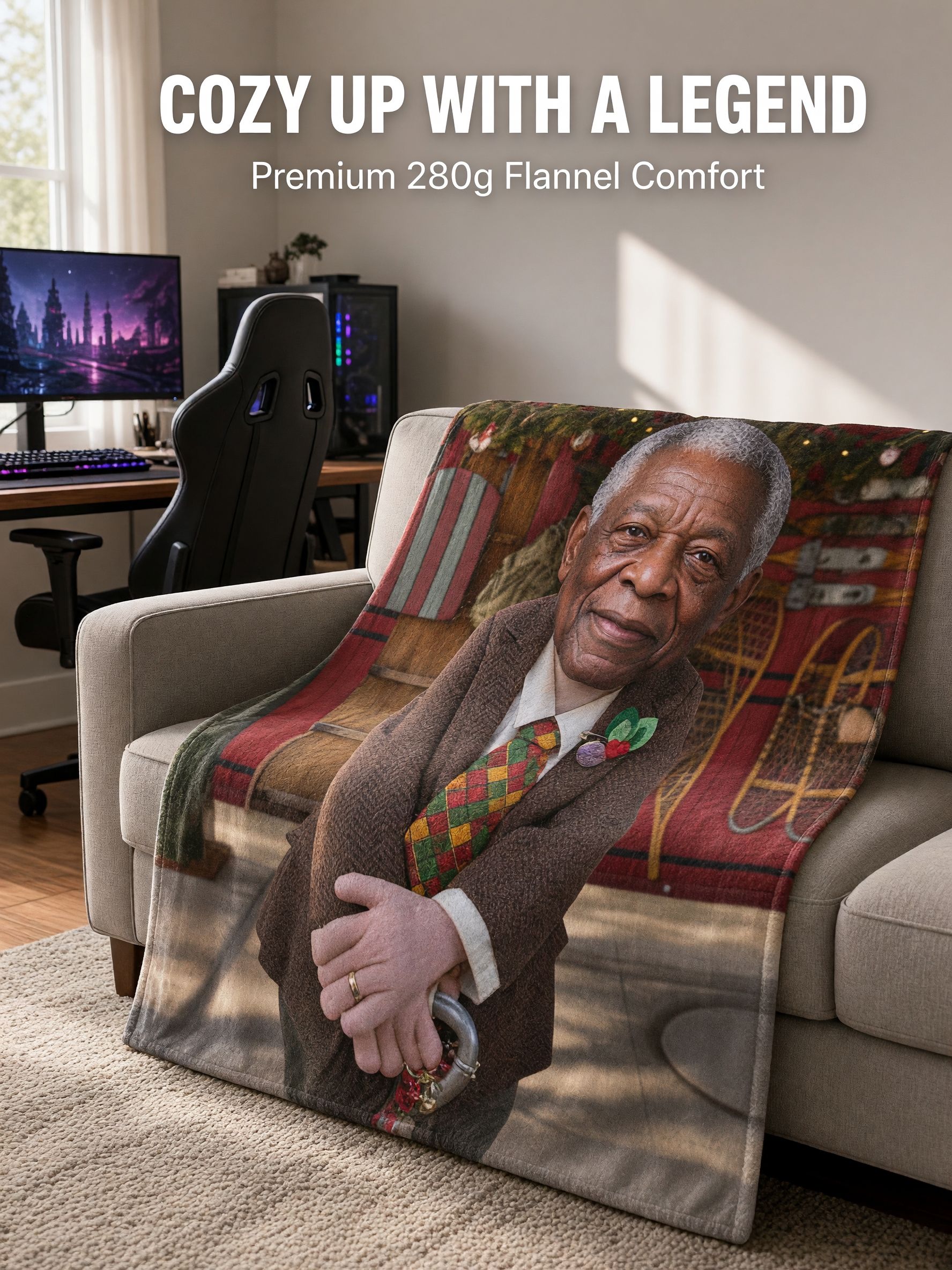 Custom Big Head Photo Blanket Soft Flannel Fleece Throw Personalized Picture Keepsake Gift