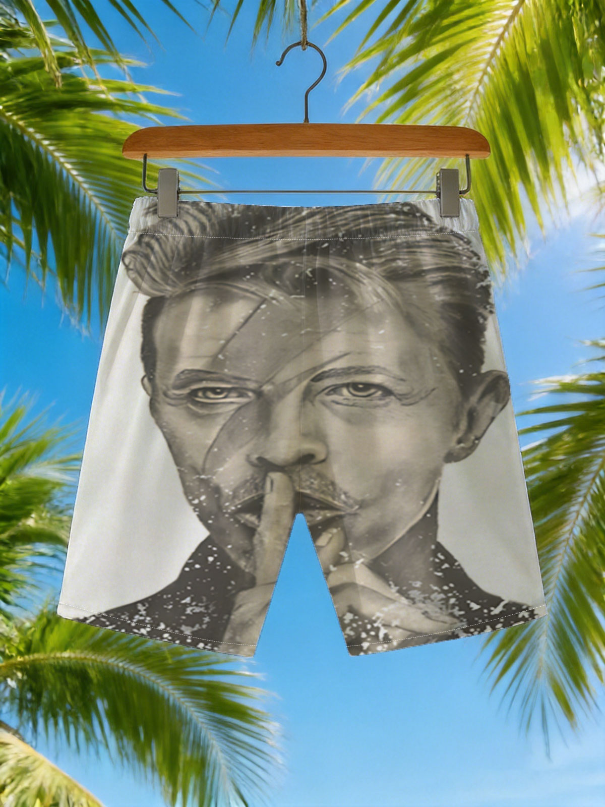David Bowie - Ziggy Stardust Portrait with Shattered Effect -  Beach shorts