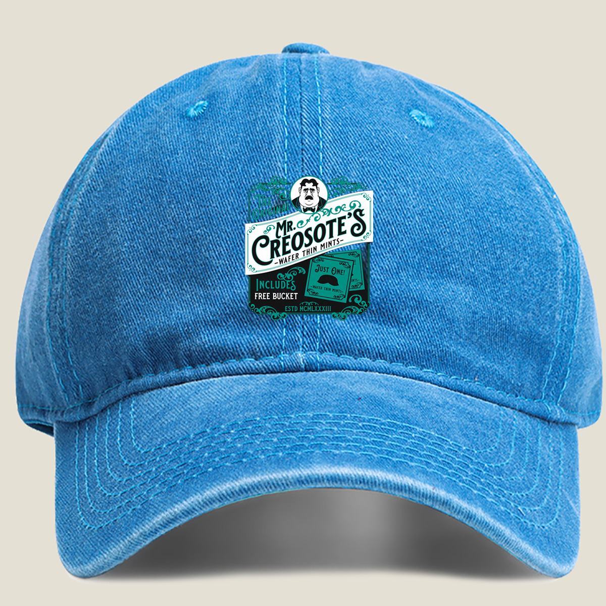Mr. Creosote's Wafer Thin Mints - The Original with Free Bucket - Washed Denim - Baseball Cap