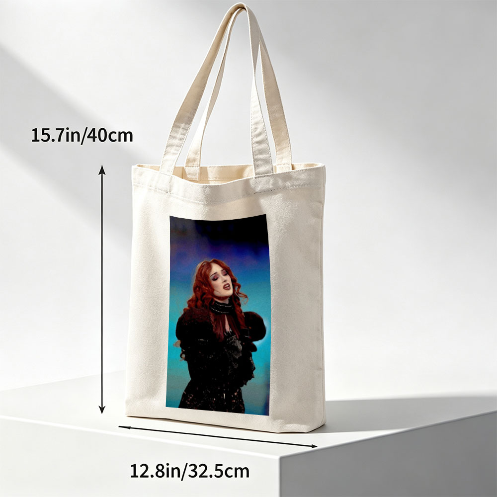 Chloe Grace Moretz in a Dramatic Performance Wearing a Black Lace Outfit with Red Hair and Intense Makeup - Canvas tote bags