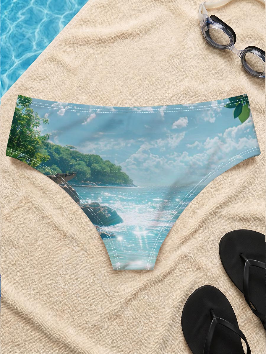 Tropical Beach with Palm Trees and Crystal Clear Water -  Men's swim trunks