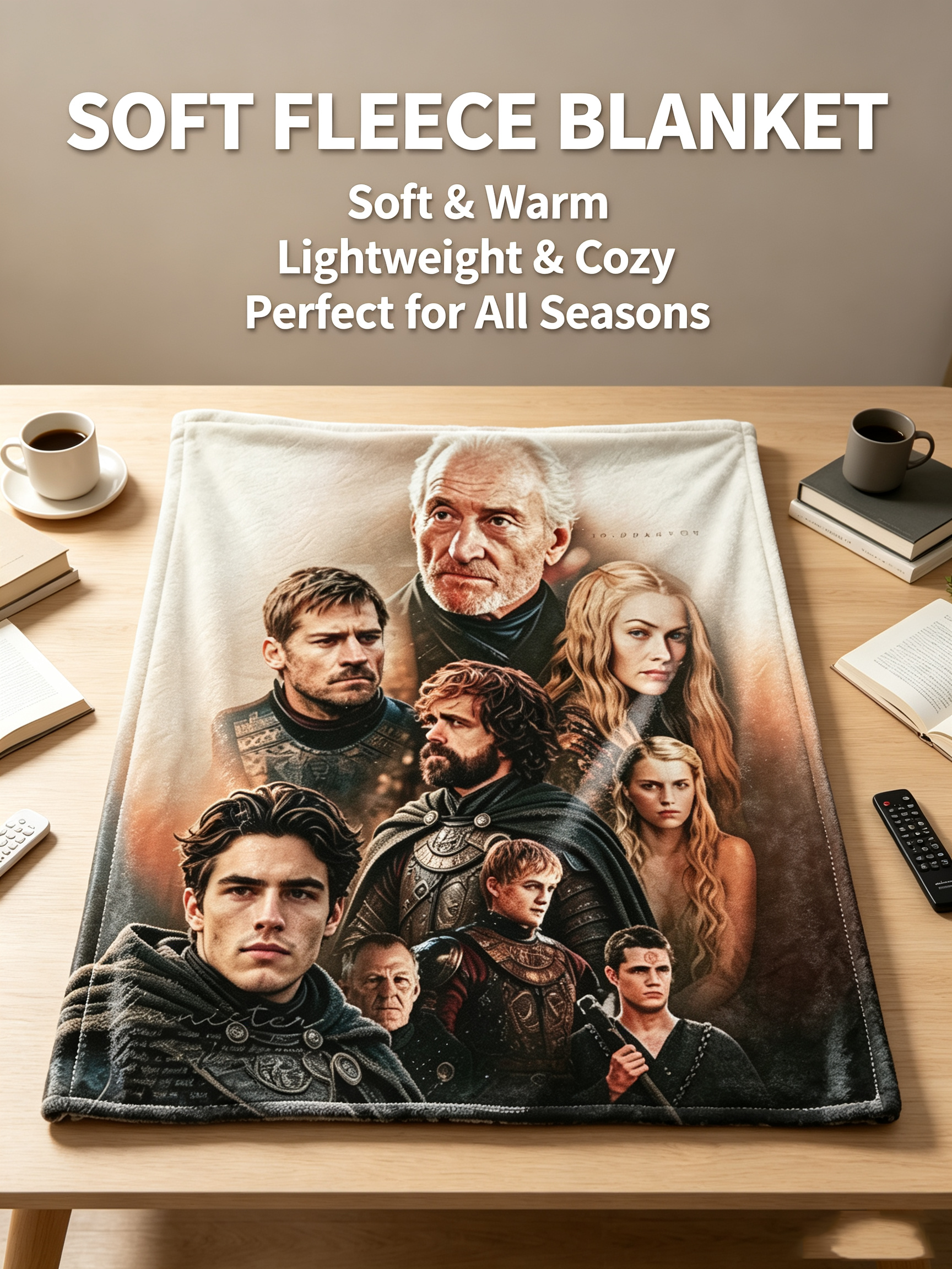 Custom Face Blanket Game of Thrones Characters Flannel Blanket Perfect for Couch Lounging and Cosy Nights Ideal Gift for Fans and Collectors