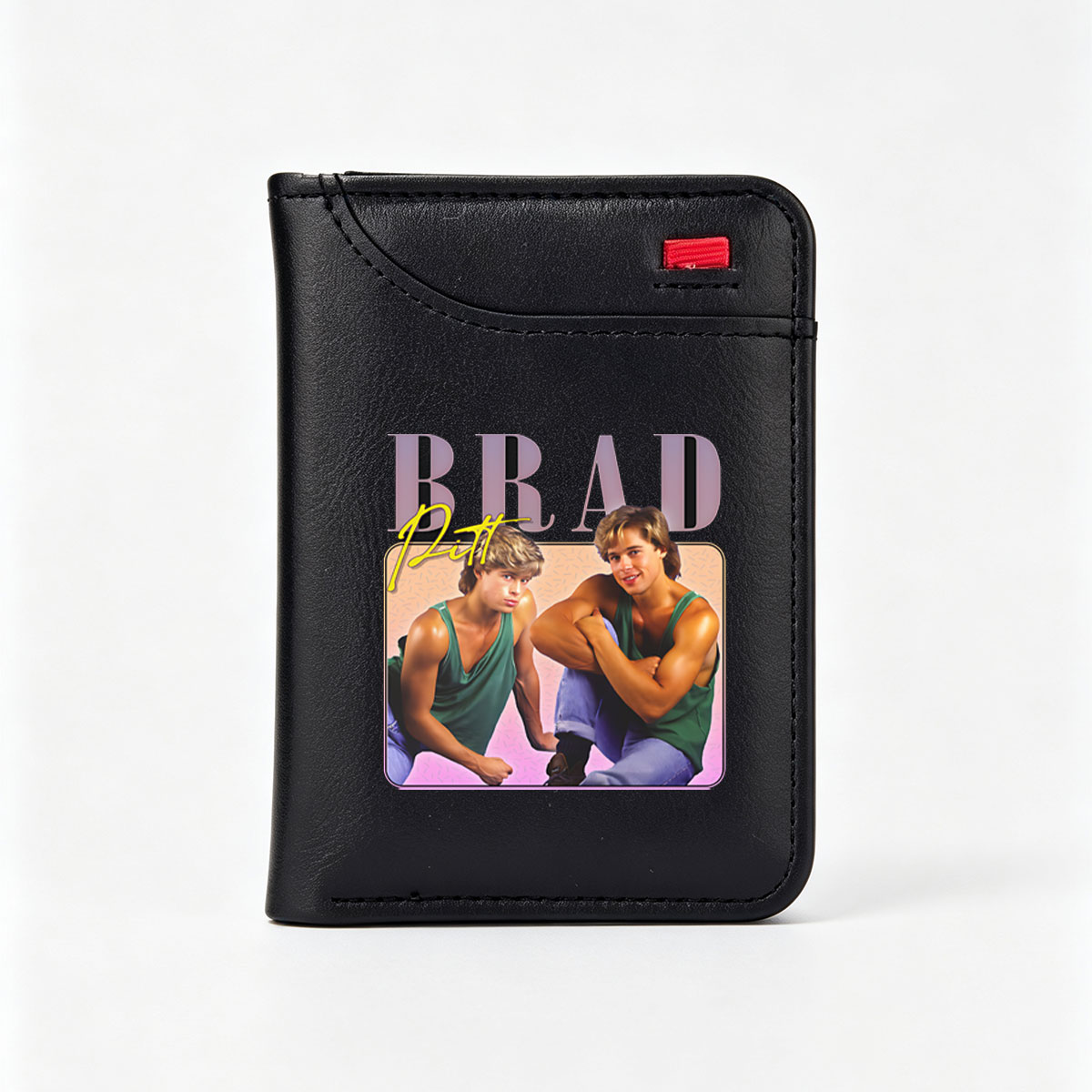 Brad Pitt in 80s Style: Twin Look-Alikes in Green Tank Tops - Vertical Style Wallet