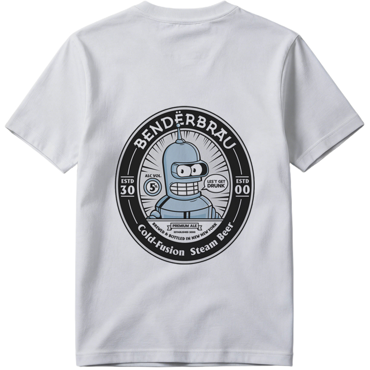 Bender Brau: Cold-Fusion Steam Beer Featuring Bender from Futurama - Tee
