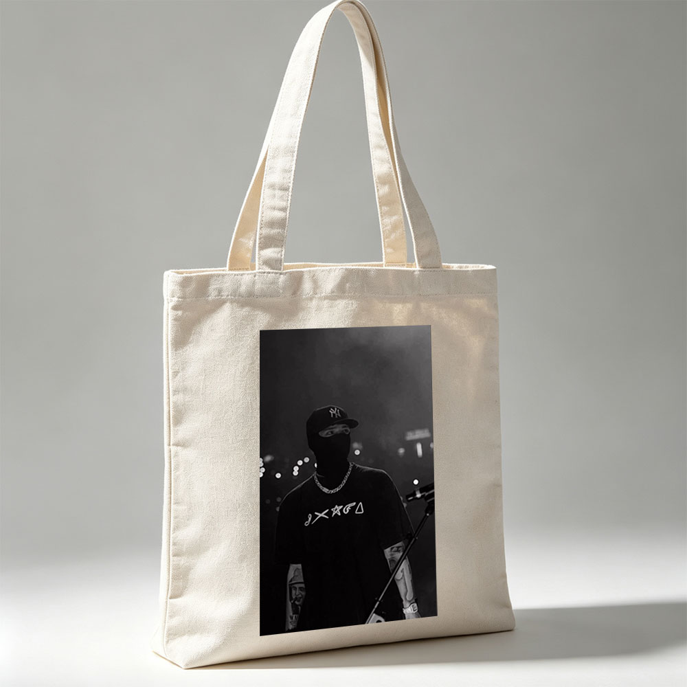Lil Uzi Vert on Stage in Black and White Performance Shot - Canvas tote bags
