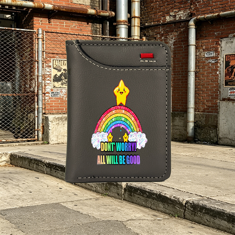 Unisex Vertical Wallet with Rainbow Star Print 