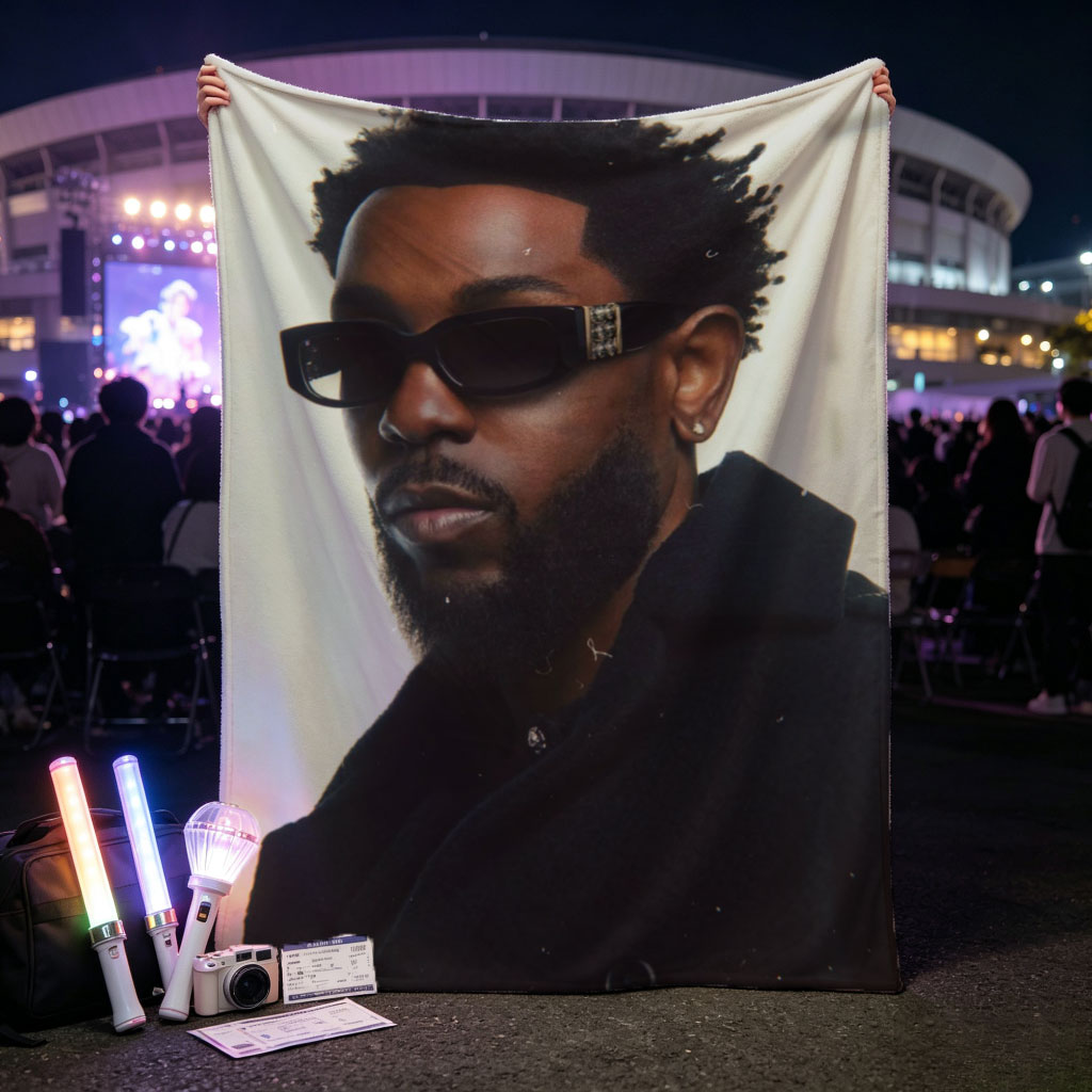 Kendrick Lamar in Urban Style Wearing Black Sunglasses and Coat - Blankets