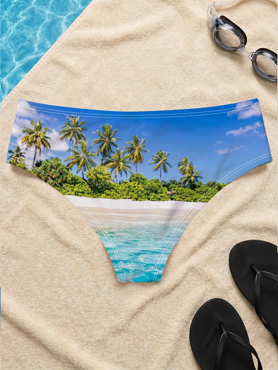 Crystal Clear Waters and Palm Trees on a Tropical Beach -  Men's swim trunks