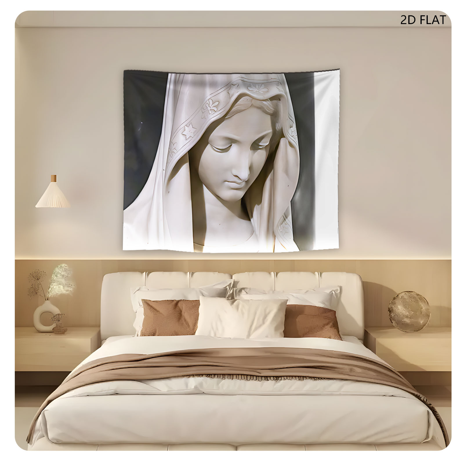 Virgin Mary Statue in White Marble - Tapestry
