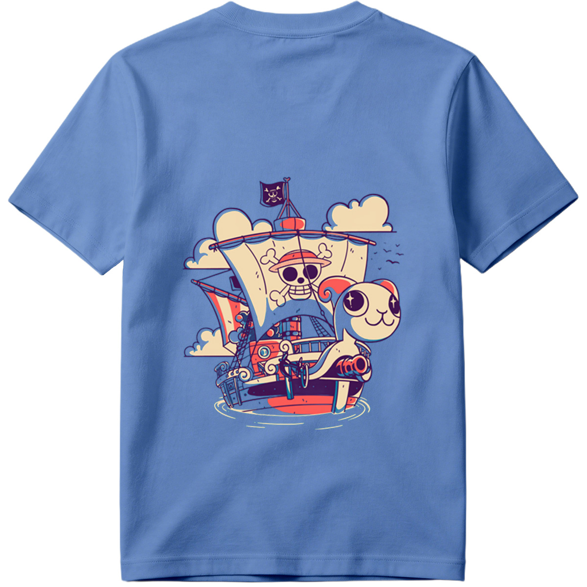 Pirate Ship with Cat and Skull Captain - Tee