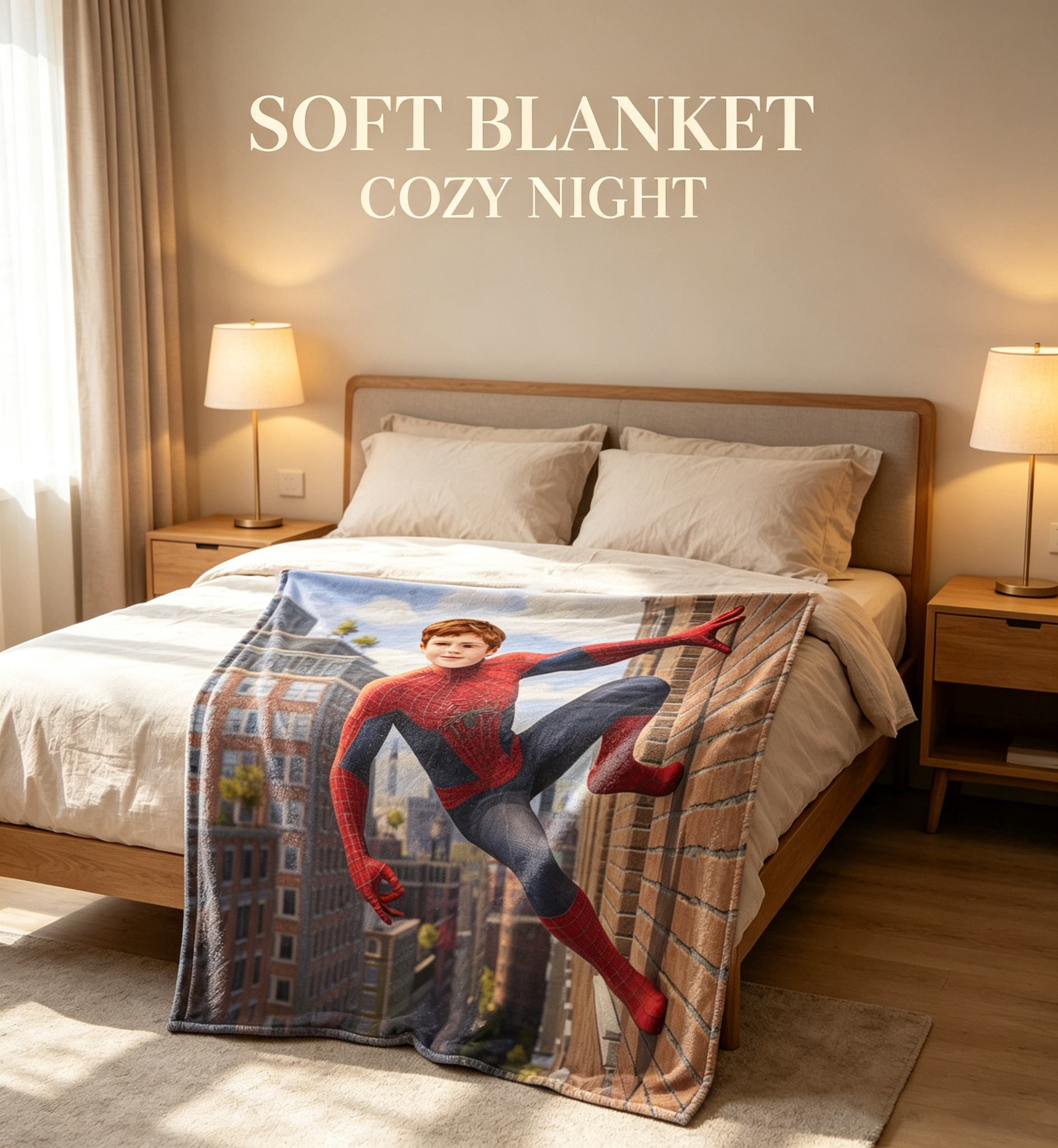 Custom Spider‑Man Personalized Photo Flannel Blanket | Make Your Kid A Superhero