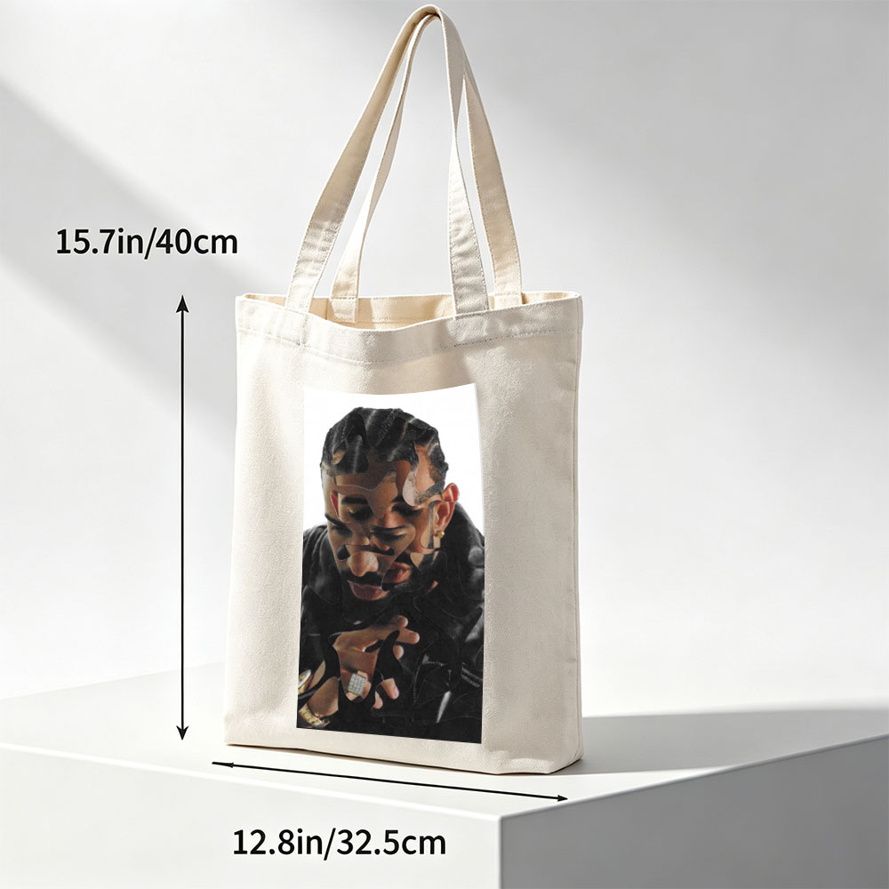 Drake in a Stylish Pose with Camouflage Overlay Effect - Canvas tote bags