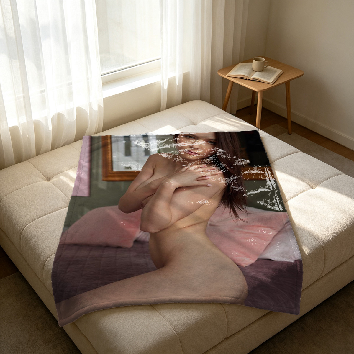 Emma Stone Nude on the Beach in Waves - Blanket