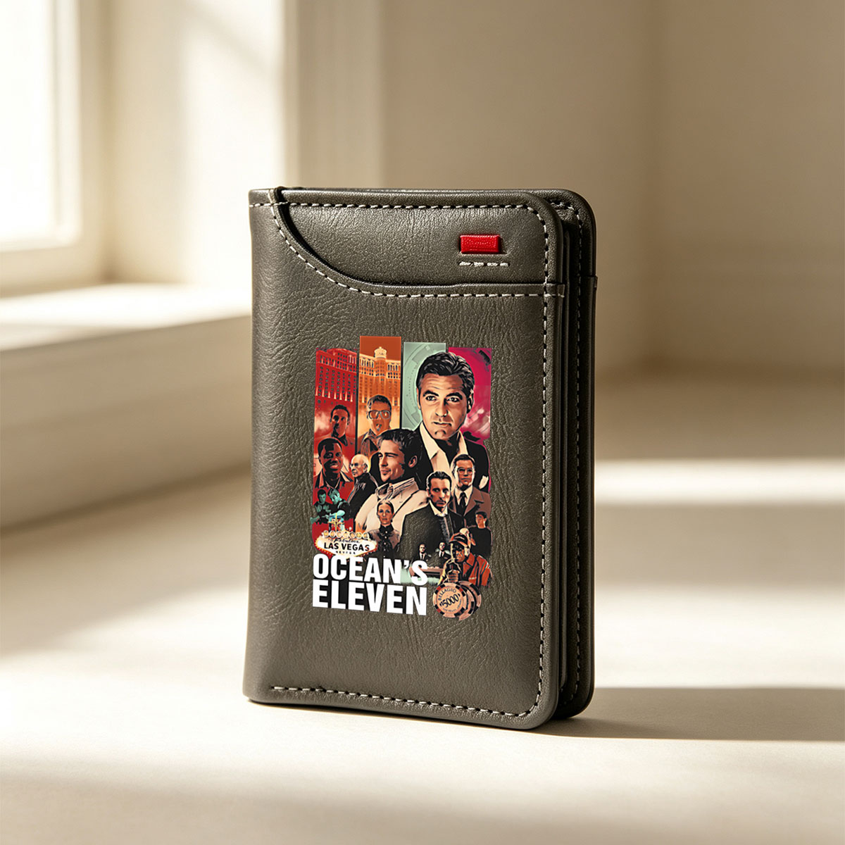Ocean's Eleven: George Clooney, Brad Pitt, Matt Damon, and Cast in Las Vegas Heist Movie - Vertical Style Wallet