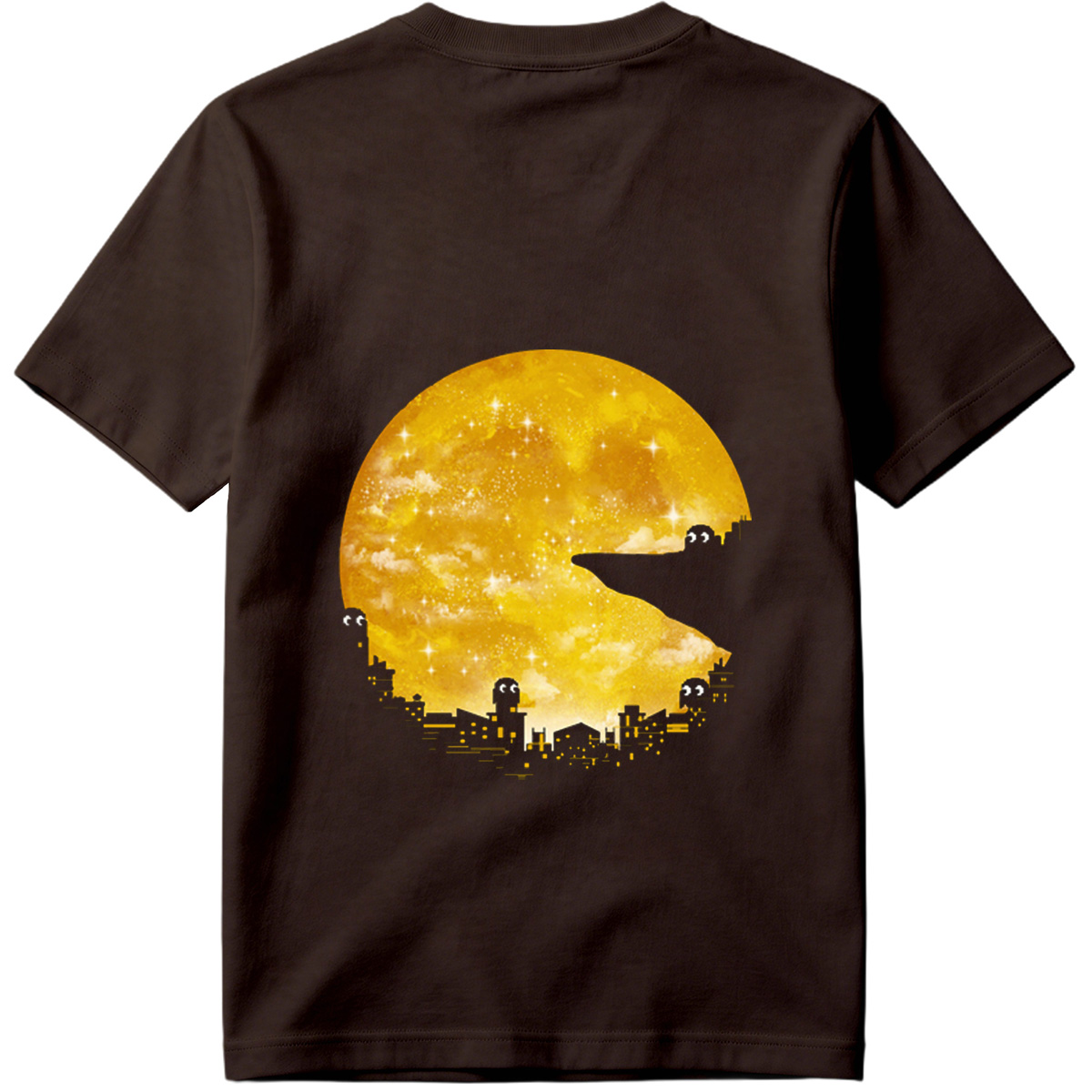 Pac-Man Cityscape Under the Moon - Tee