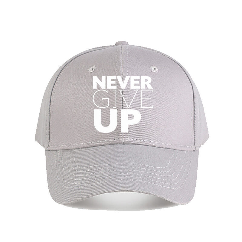 Curved Brim Baseball Cap Never Give Up Inspirational Letter Print