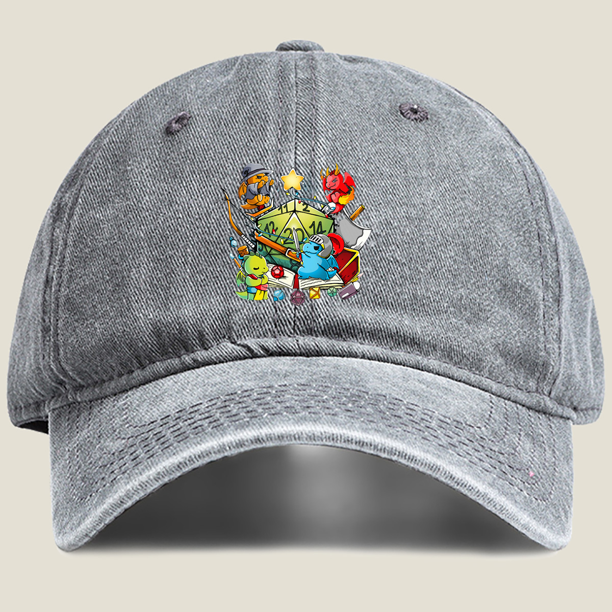 D&D: Dragon, Duck, and D20 Adventure - Washed Denim - Baseball Cap