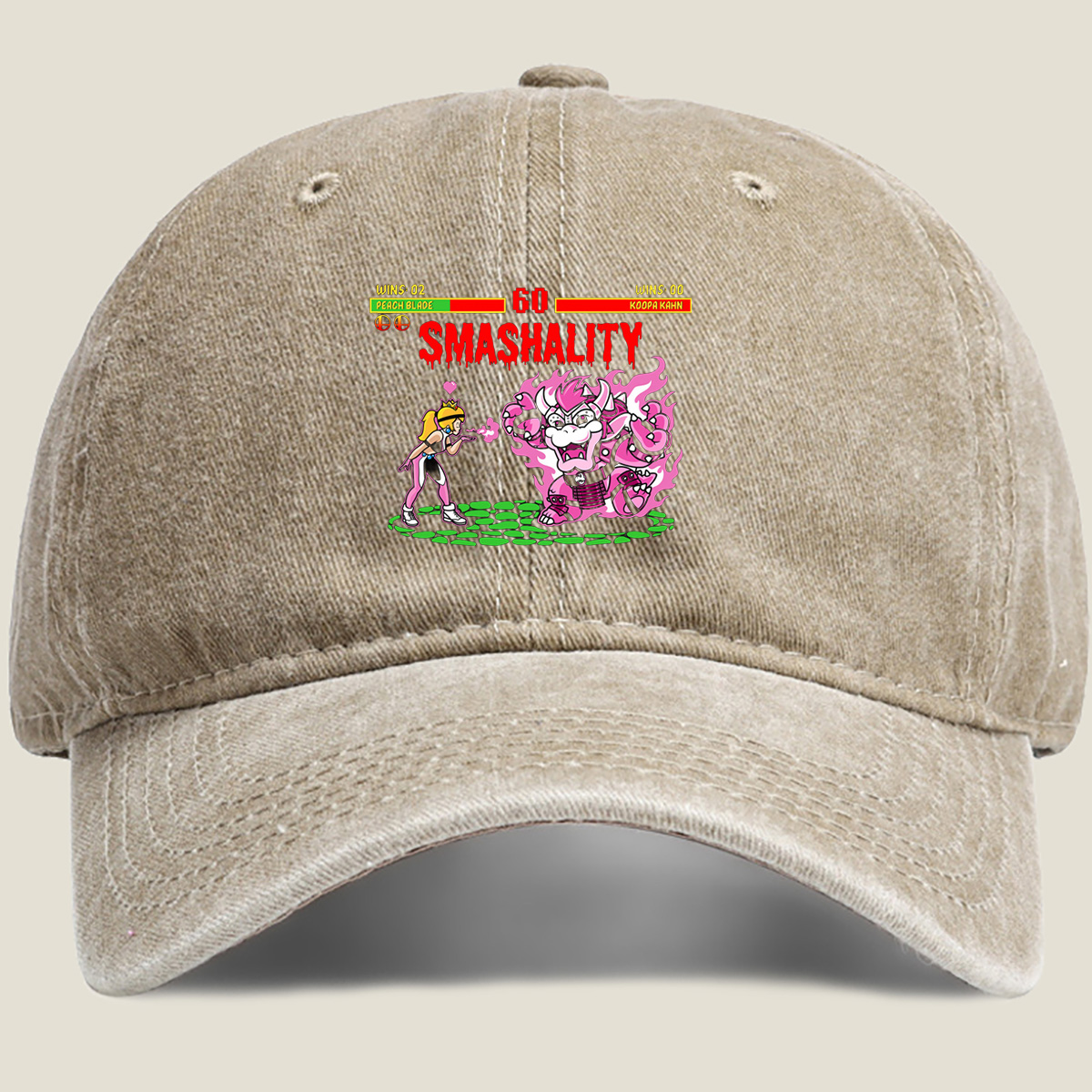 Peach Blade vs Koopa Kahn: Smashality Showdown - Washed Denim - Baseball Cap