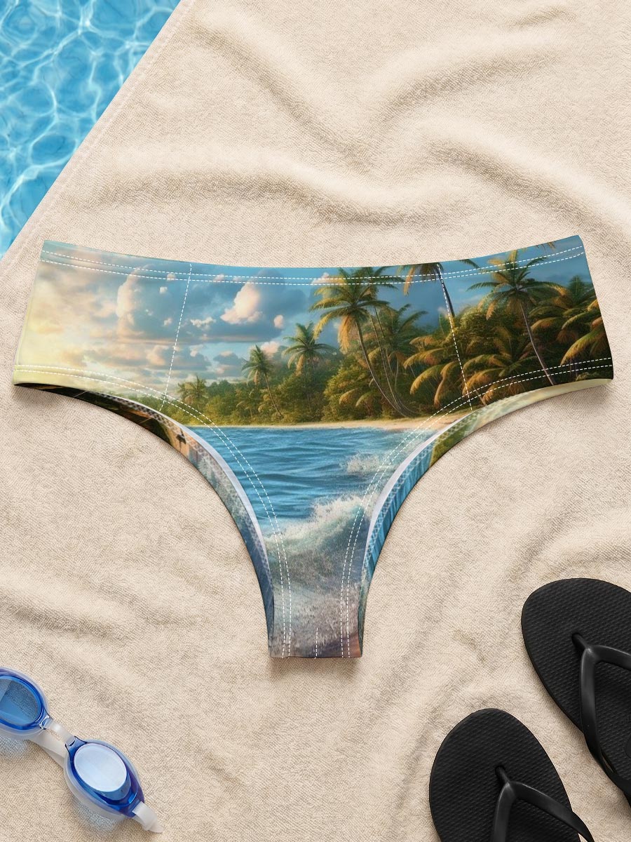 Tropical Beach at Sunset with Palm Trees and Gentle Waves -  Men's swim trunks