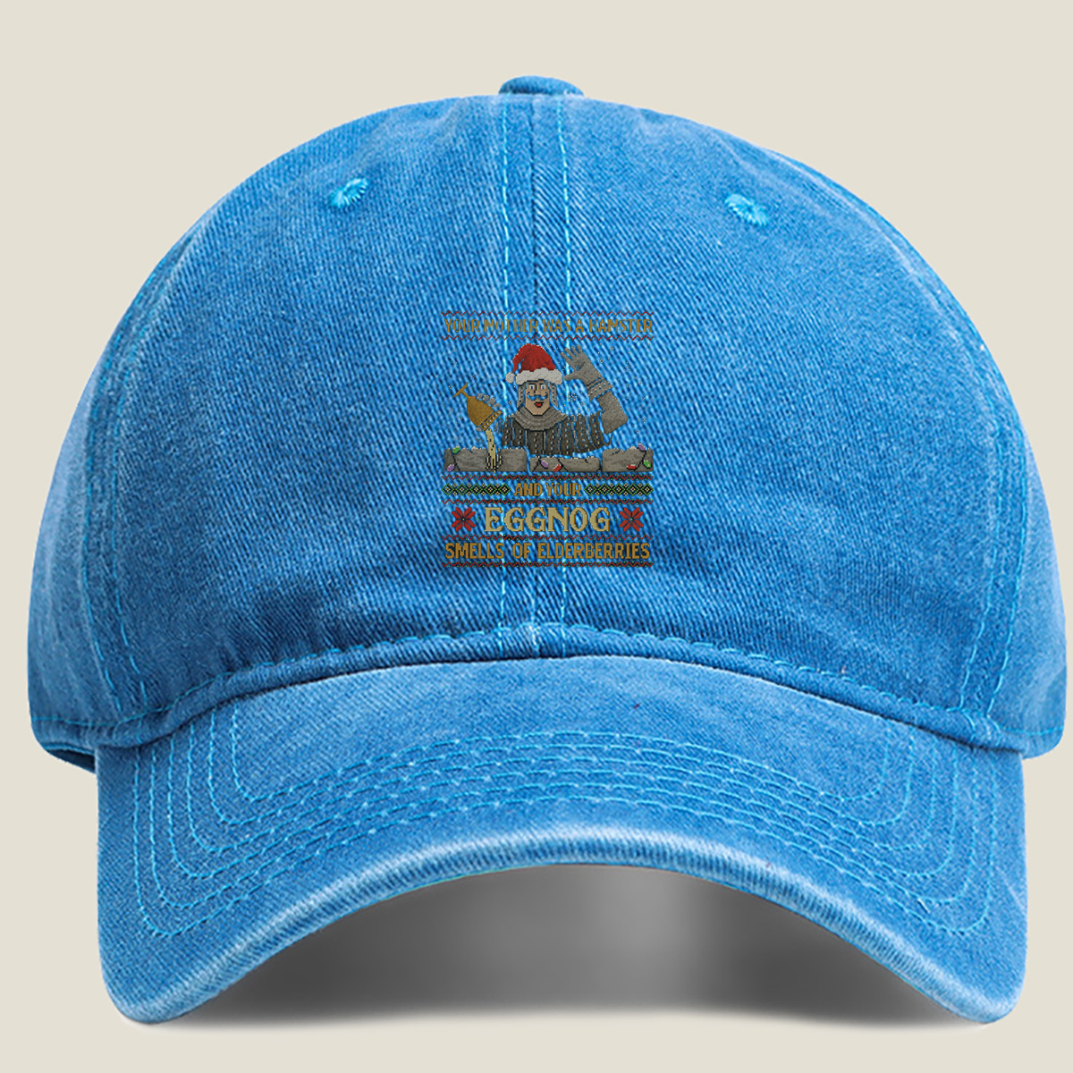 Monty Python and the Holy Grail - King Arthur Christmas Sweater - Washed Denim - Baseball Cap