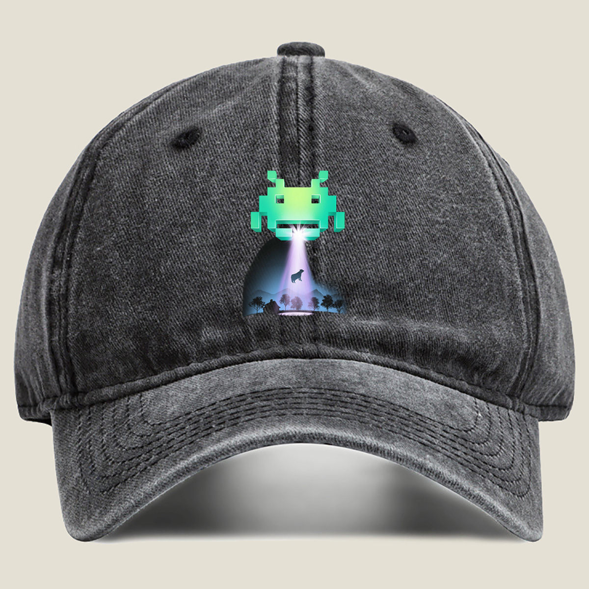 Space Invaders: Alien Abduction - Washed Denim - Baseball Cap