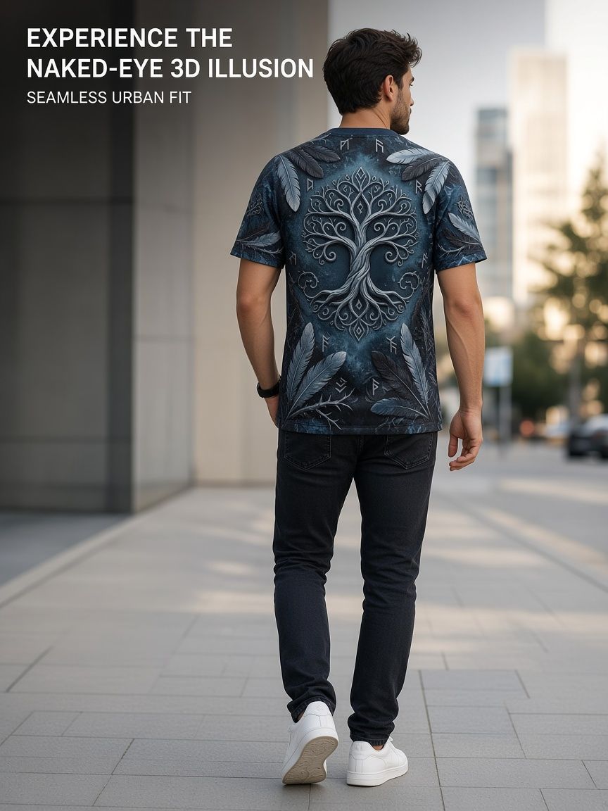 Yule Cat Jolakotturinn - 3D Optical Illusion Graphic Tee - Breathable Athletic Mesh T-Shirt - Casual Sports Wear