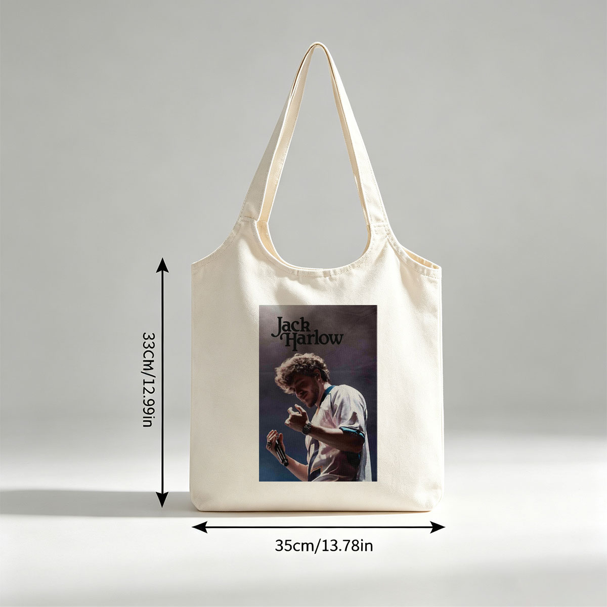 Jack Harlow Performing on Stage with Microphone and Dynamic Gesture - Canvas shoulder bags/