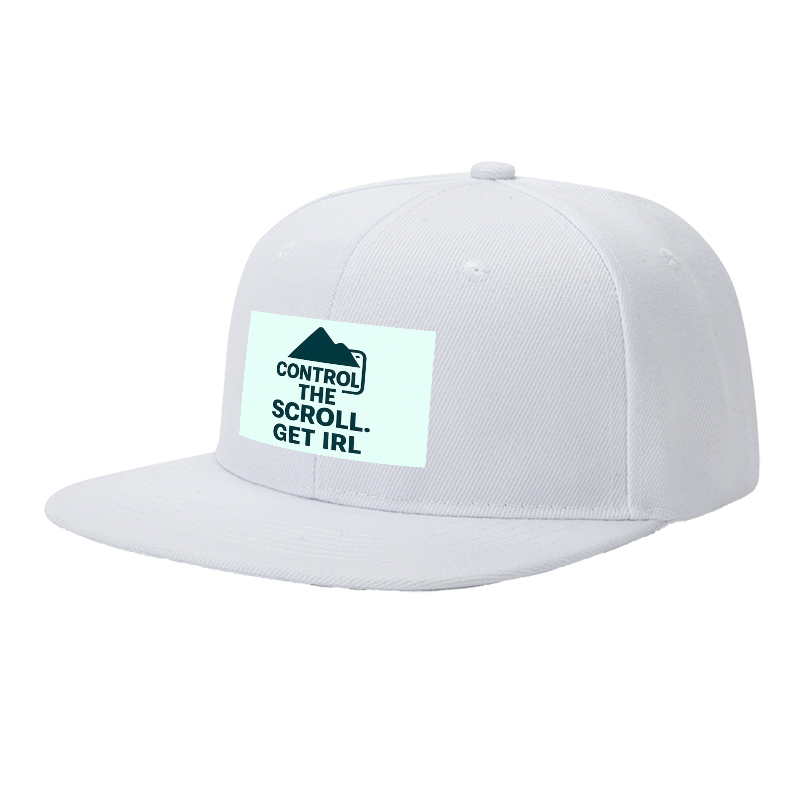 Flat Brim Baseball Cap Control The Scroll Get IRL Mountain Logo Streetwear Underground Skate Style for Basketball Court Skate Park Urban Lifestyle Skaters Rappers Streetwear Enthusiasts