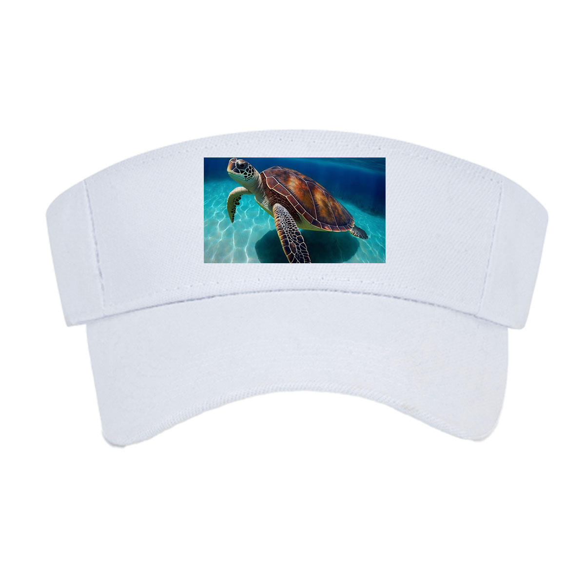 Sea Turtle Swimming in Crystal Clear Waters -  Visor cap
