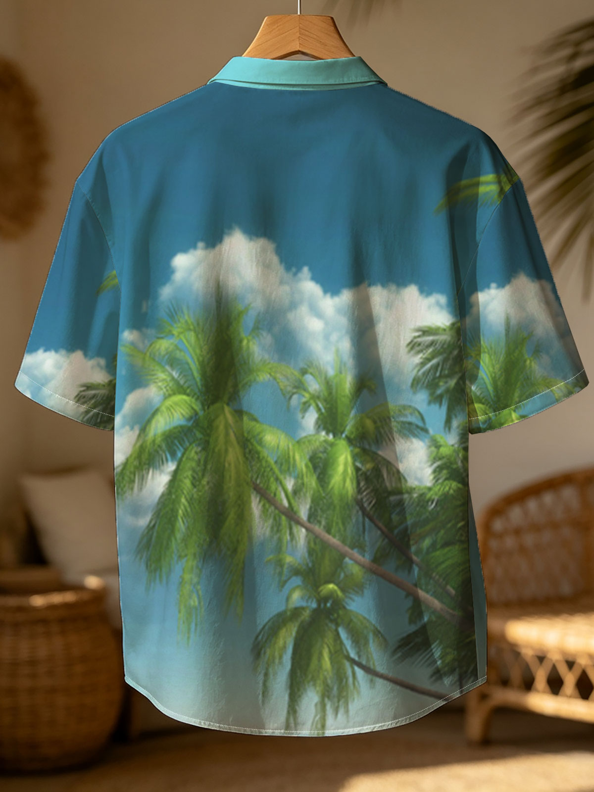 Tropical Beach with Palm Trees and Clear Blue Sky -  Shirt