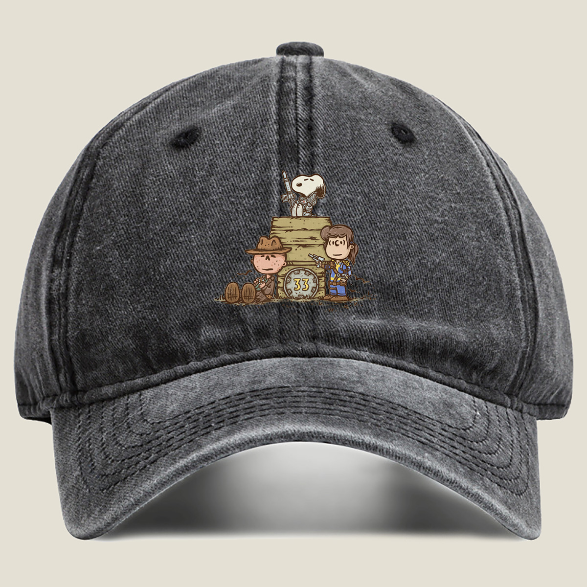 Snoopy, Charlie Brown, and Peppermint Patty in Fallout 33 - Washed Denim - Baseball Cap