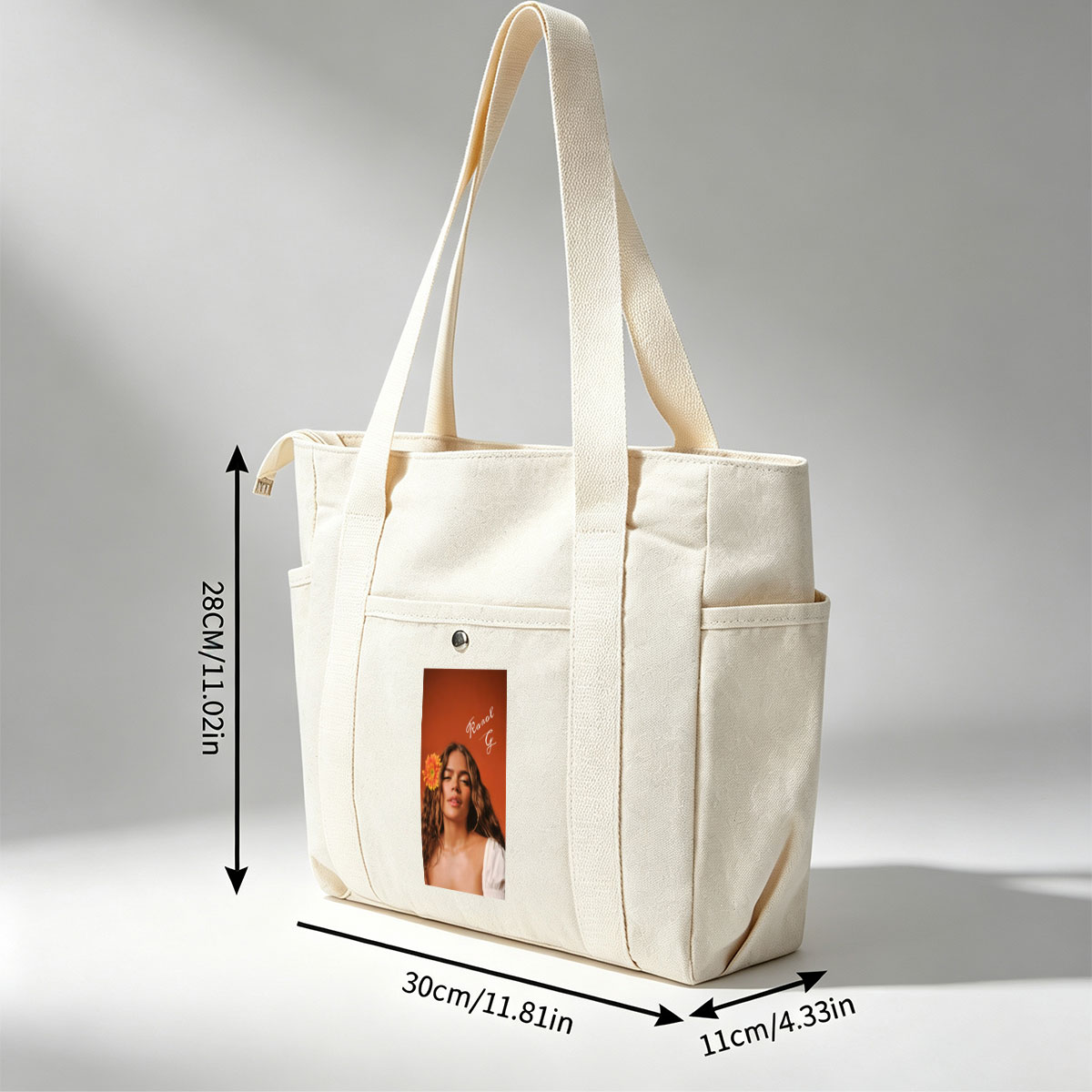 Ranal G with a vibrant orange flower in her hair against a warm terracotta background - Multi-pocket bags