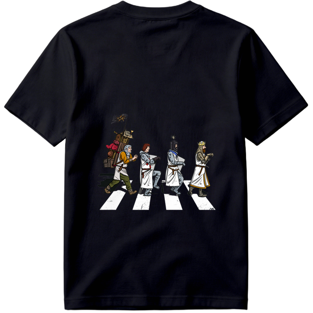 The Knights: Monty Python's Holy Grail Characters Crossing the Road - Tee