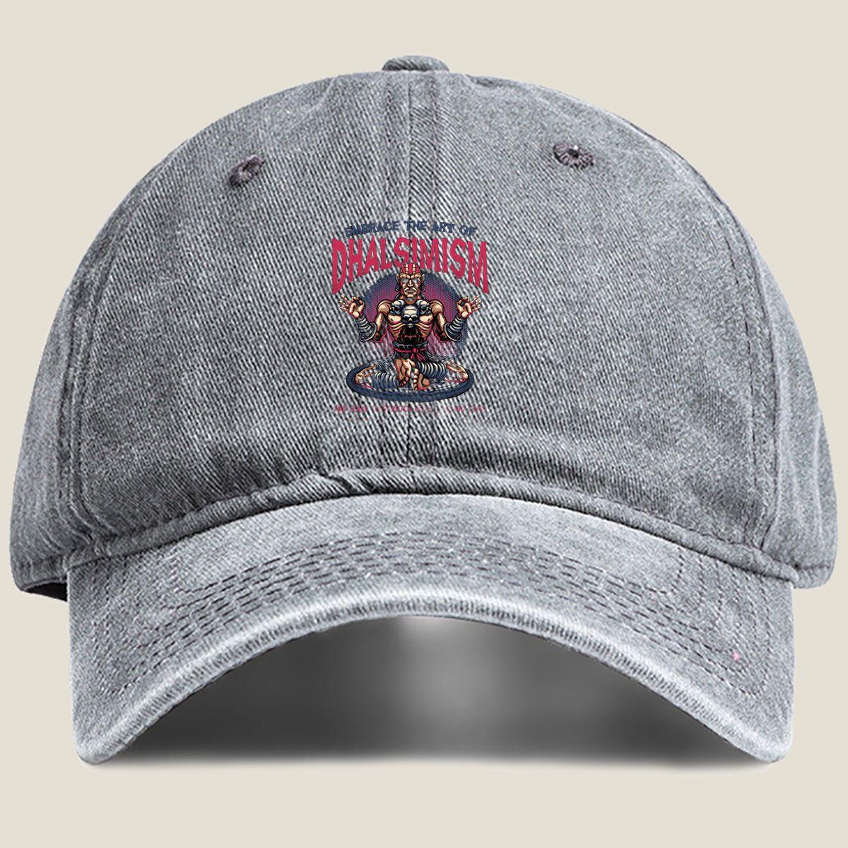 **Dhalsim - Embrace the Art of Dhalsimism** - Washed Denim - Baseball Cap