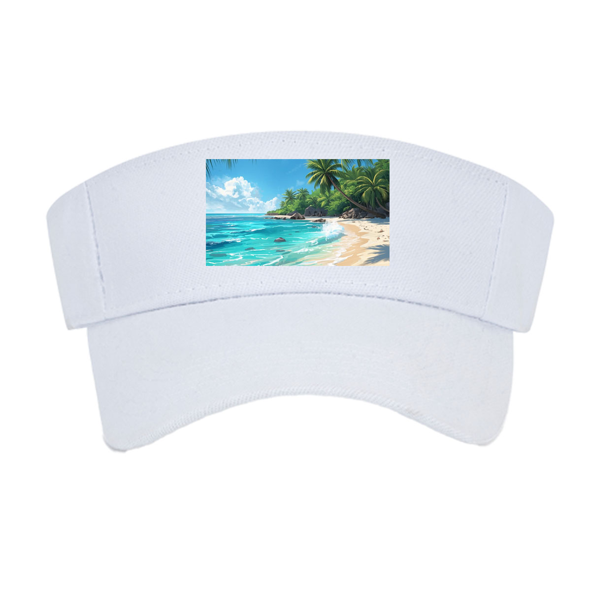 Tropical Beach with Palm Trees and Crystal Clear Water -  Visor cap