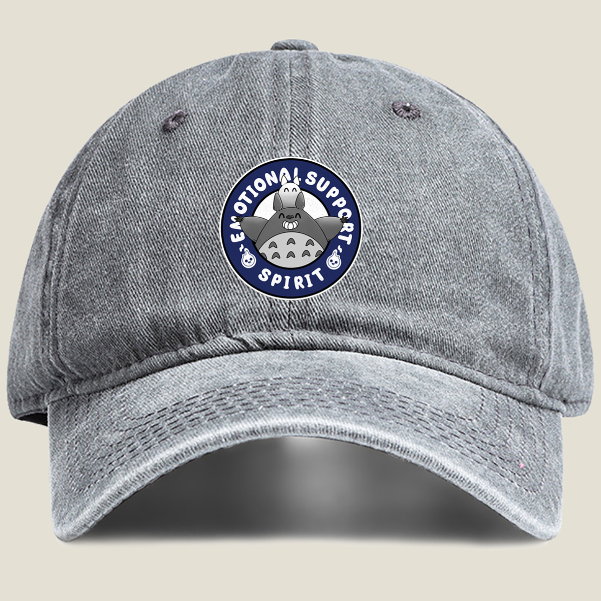 Totoro Emotional Support Spirit - Washed Denim - Baseball Cap