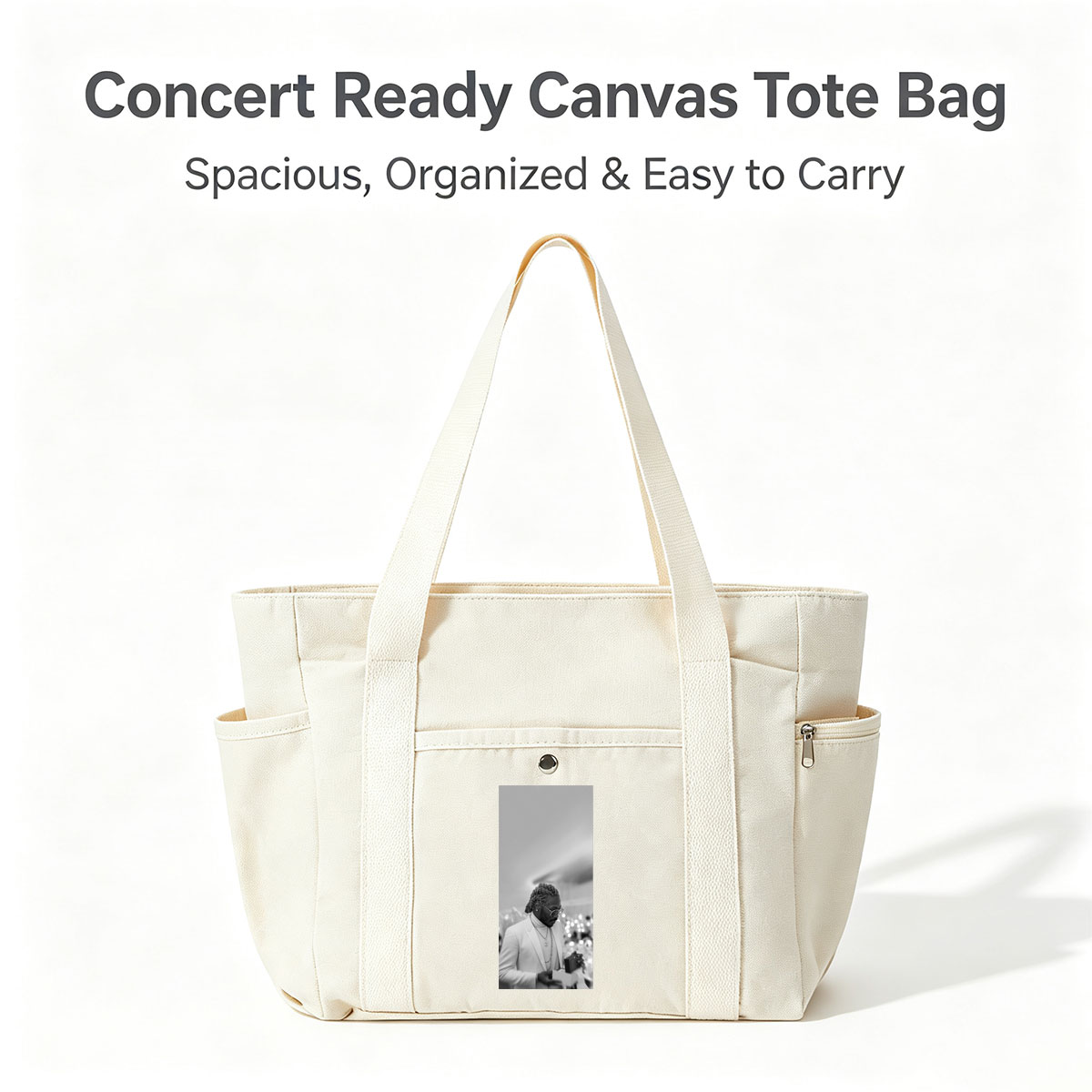 Tory Lanez at a Formal Event Wearing a White Suit and Glasses in Black and White Photo - Multi-pocket bags