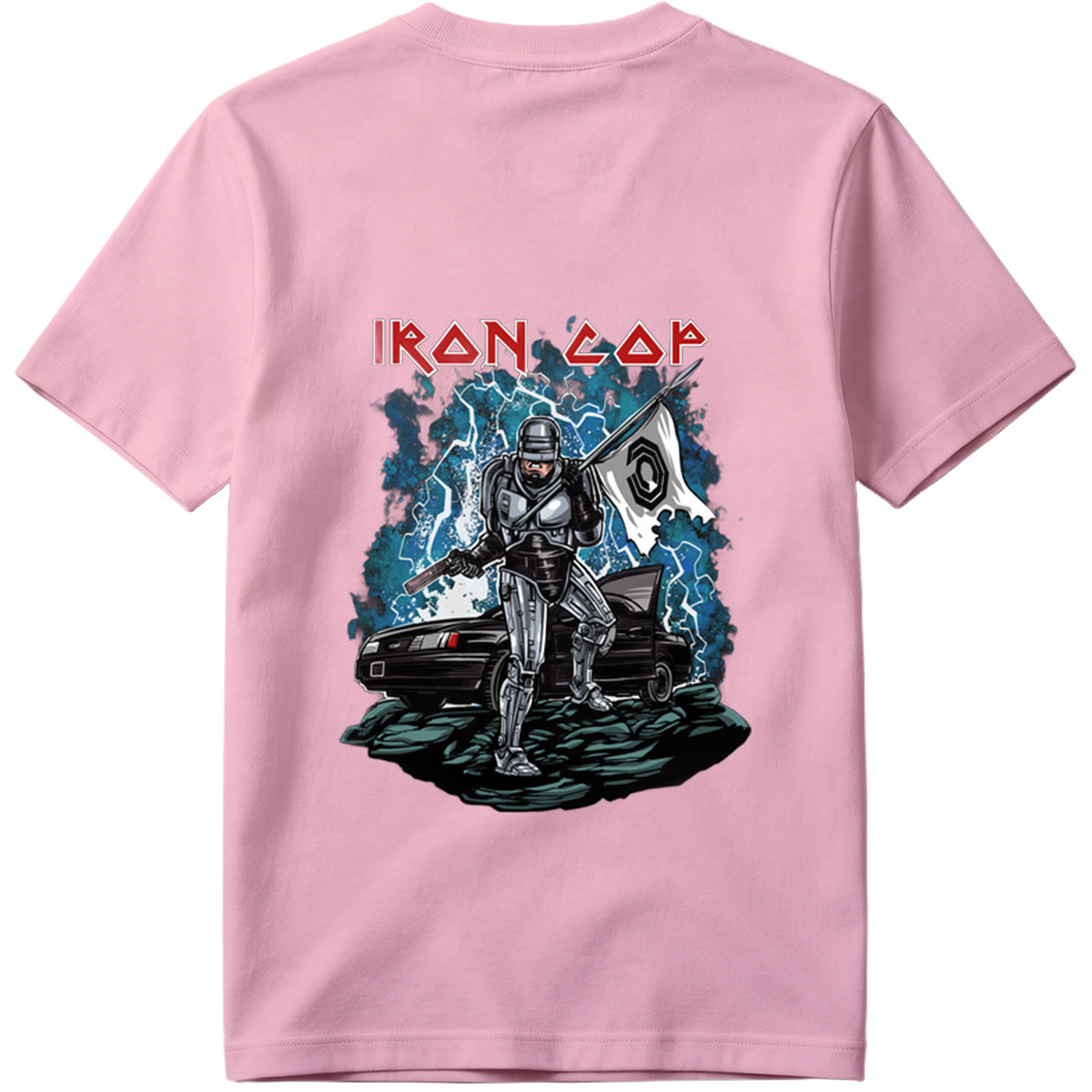 Iron Cop: Robo-Police Officer with Flag and Car - Tee