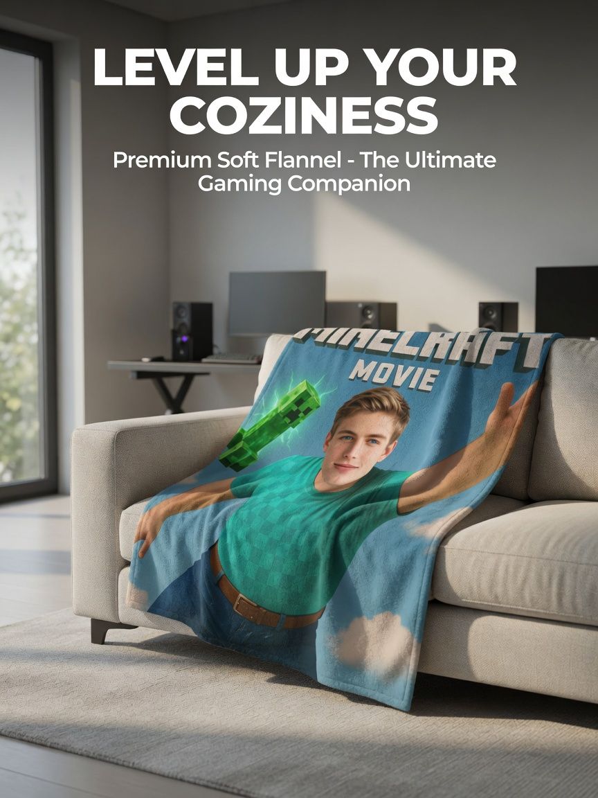 Custom Photo Face Flannel Throw Blanket Personalized Novelty Gamer Portrait Cozy Lightweight Plush Bedspread Gift