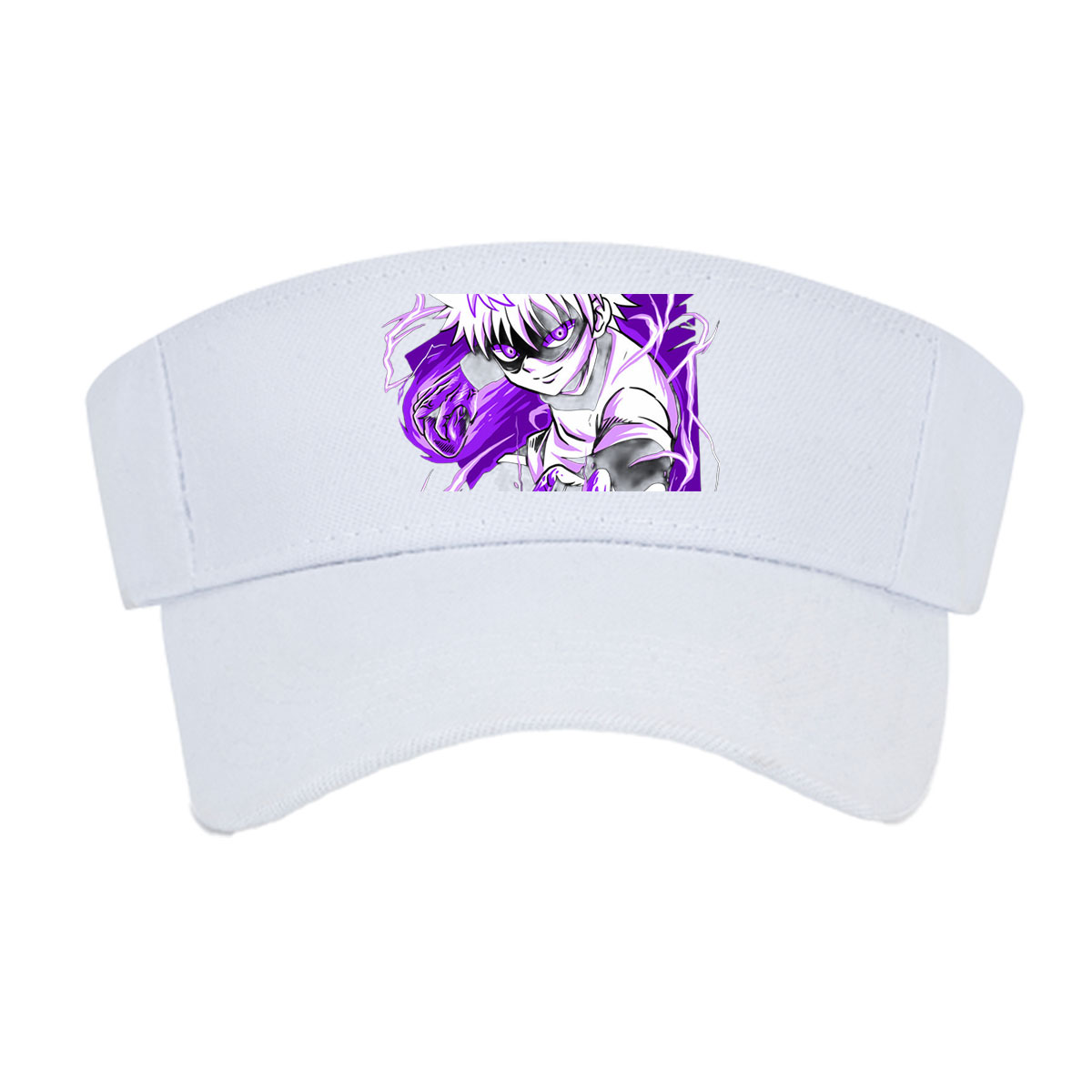 Saitama from One Punch Man in a dynamic pose with purple energy effects -  Visor cap