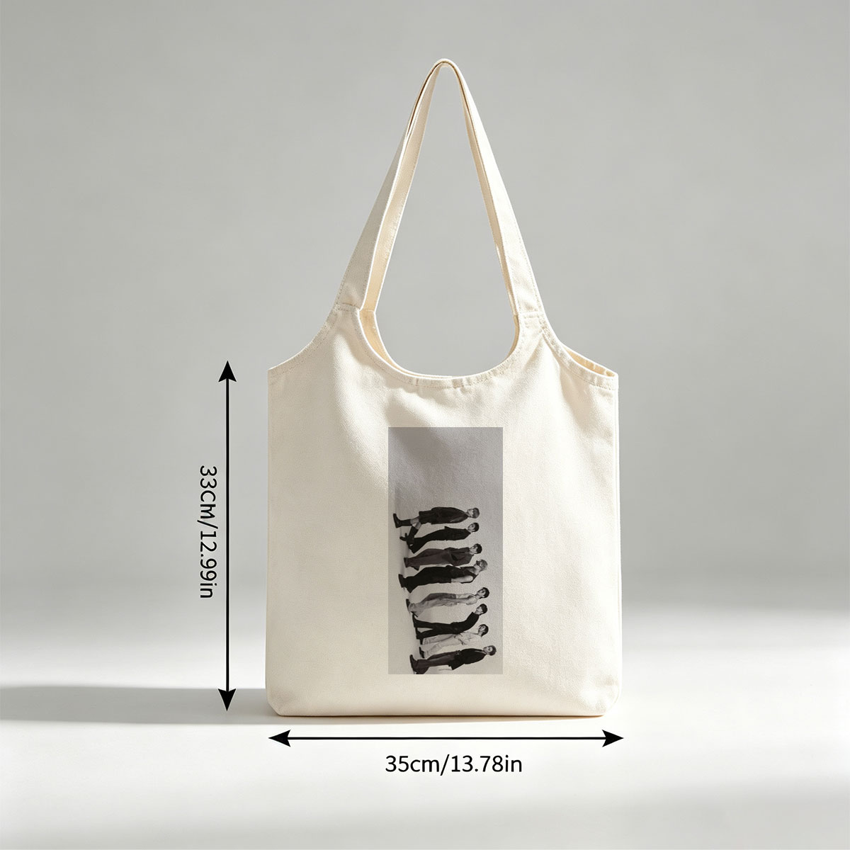 BTS Members in a Stacked Pose Against a Minimalist Background - Canvas shoulder bags/