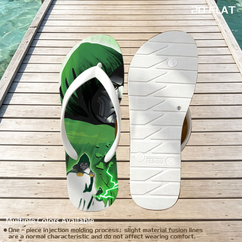 Doctor Doom and Doctor Strange in a mystical confrontation, green energy crackling between them against a glowing moon backdrop. -  flip-flops