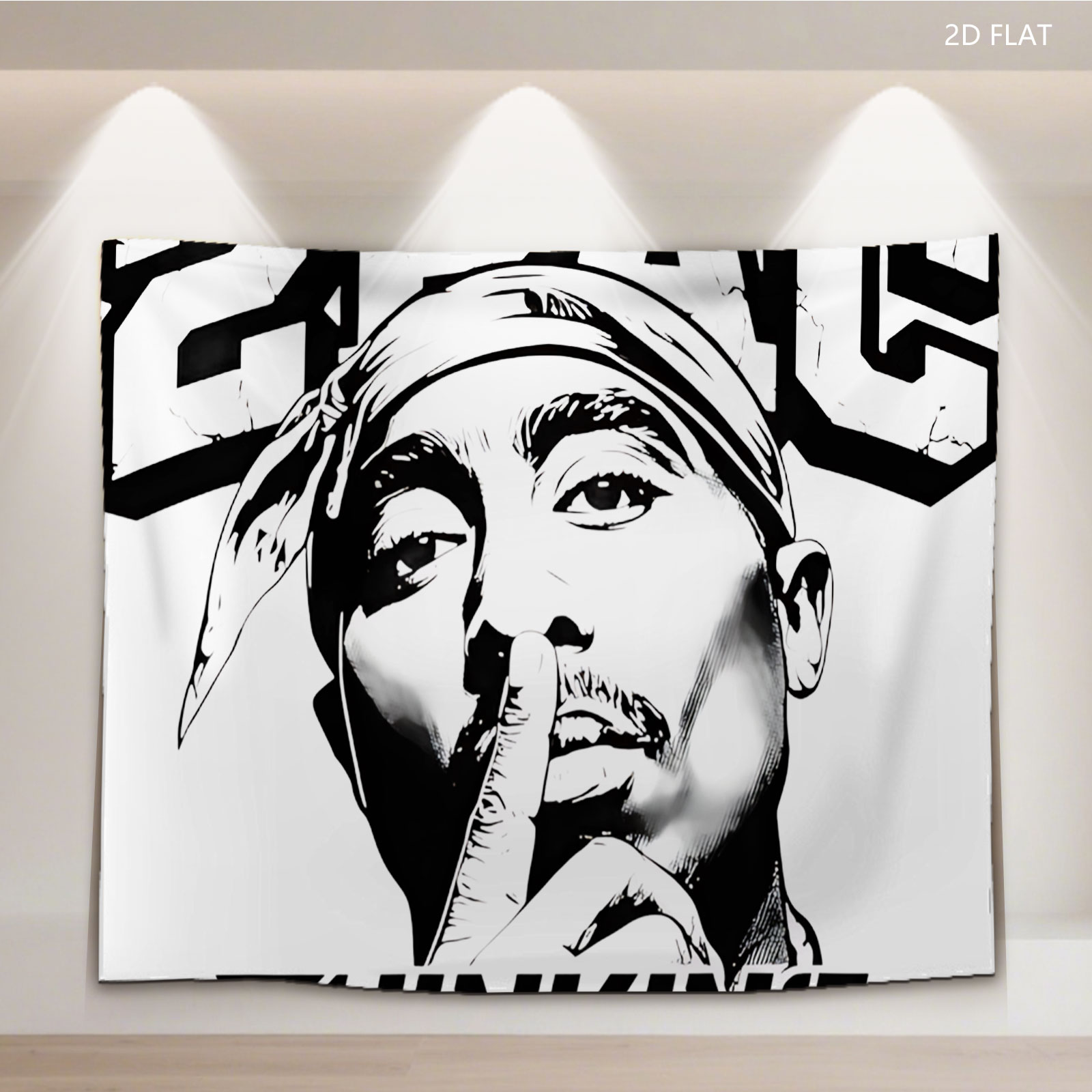 2Pac Thinking: Tupac Shakur Portrait - Tapestry