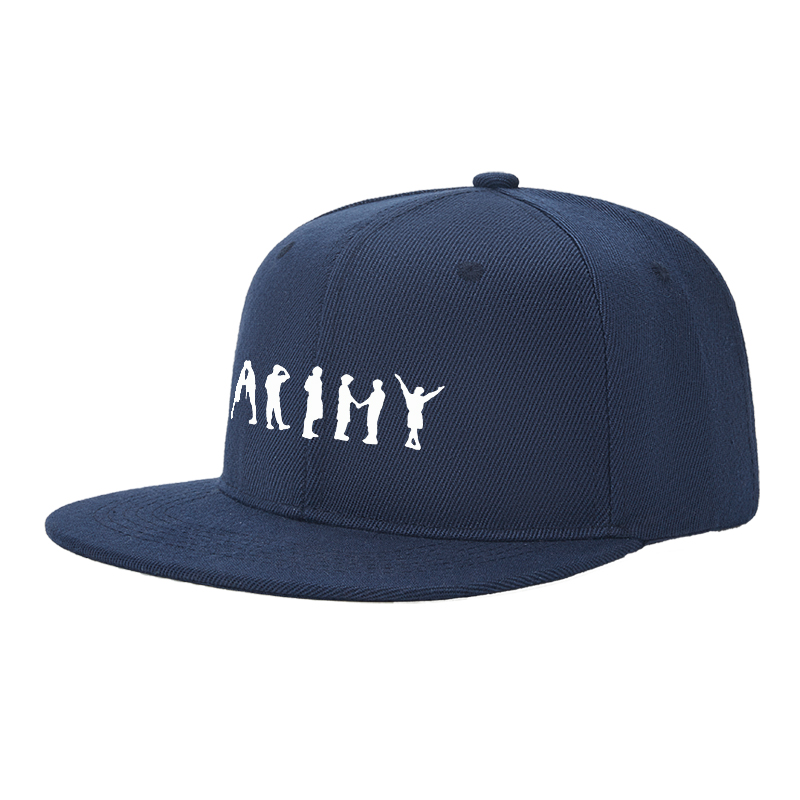 Flat Brim Baseball Cap Army Silhouette Print Streetwear Underground Skate Style for Basketball Court Skate Park Urban Lifestyle Skaters Rappers Streetwear Enthusiasts