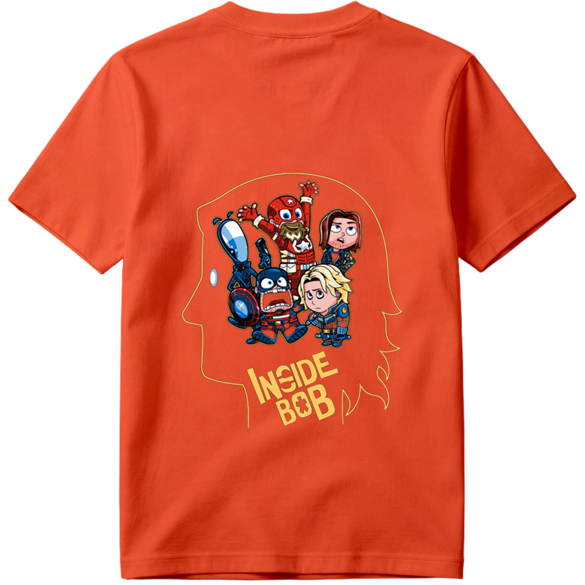 Inside Bob: Captain America, Black Widow, and Thor in Chibi Style - Tee