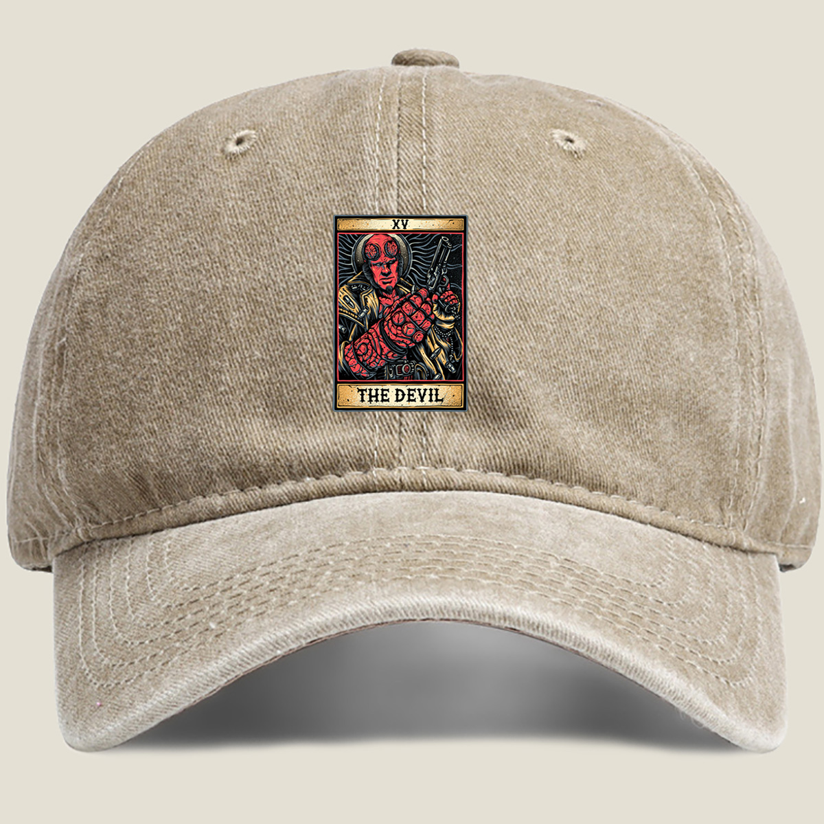 Deadpool as The Devil Tarot Card - Washed Denim - Baseball Cap