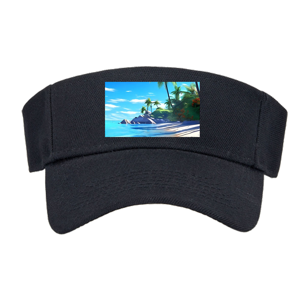 Tropical Beach with Palm Trees and Crystal Clear Water -  Visor cap