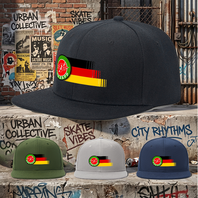 Flat Brim Baseball Cap Zundapp Logo Print Streetwear Underground Skate Style for Basketball Court Skate Park Urban Riders and Hip Hop Artists