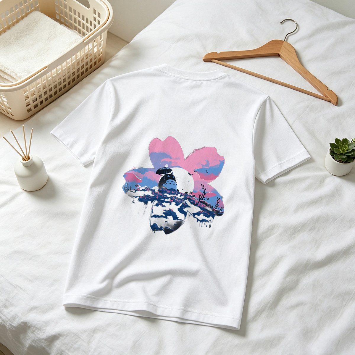 Totoro Under Cherry Blossom Moon - Tee