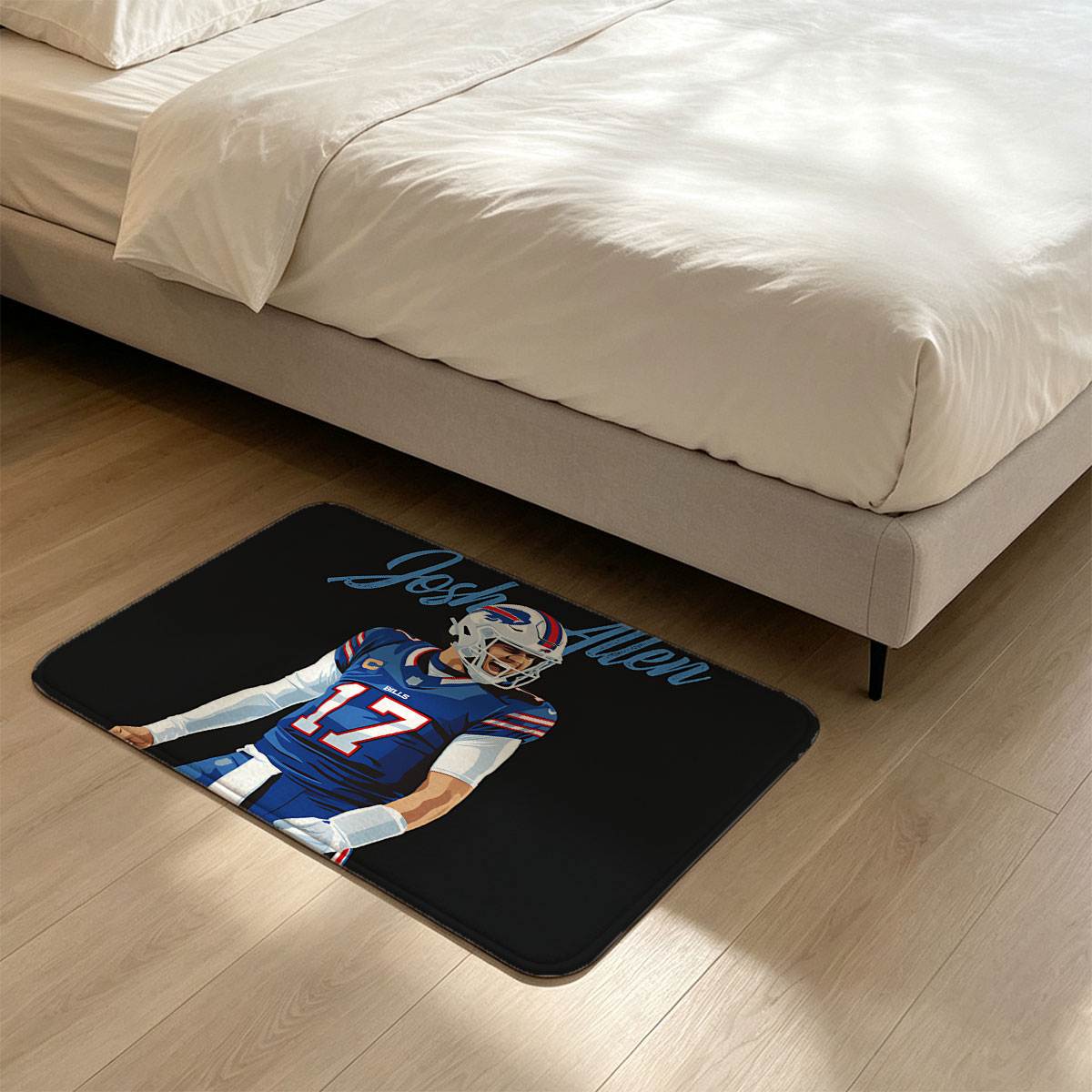 Josh Allen, Buffalo Bills Quarterback #17, NFL Football Player - Flannel floor mat